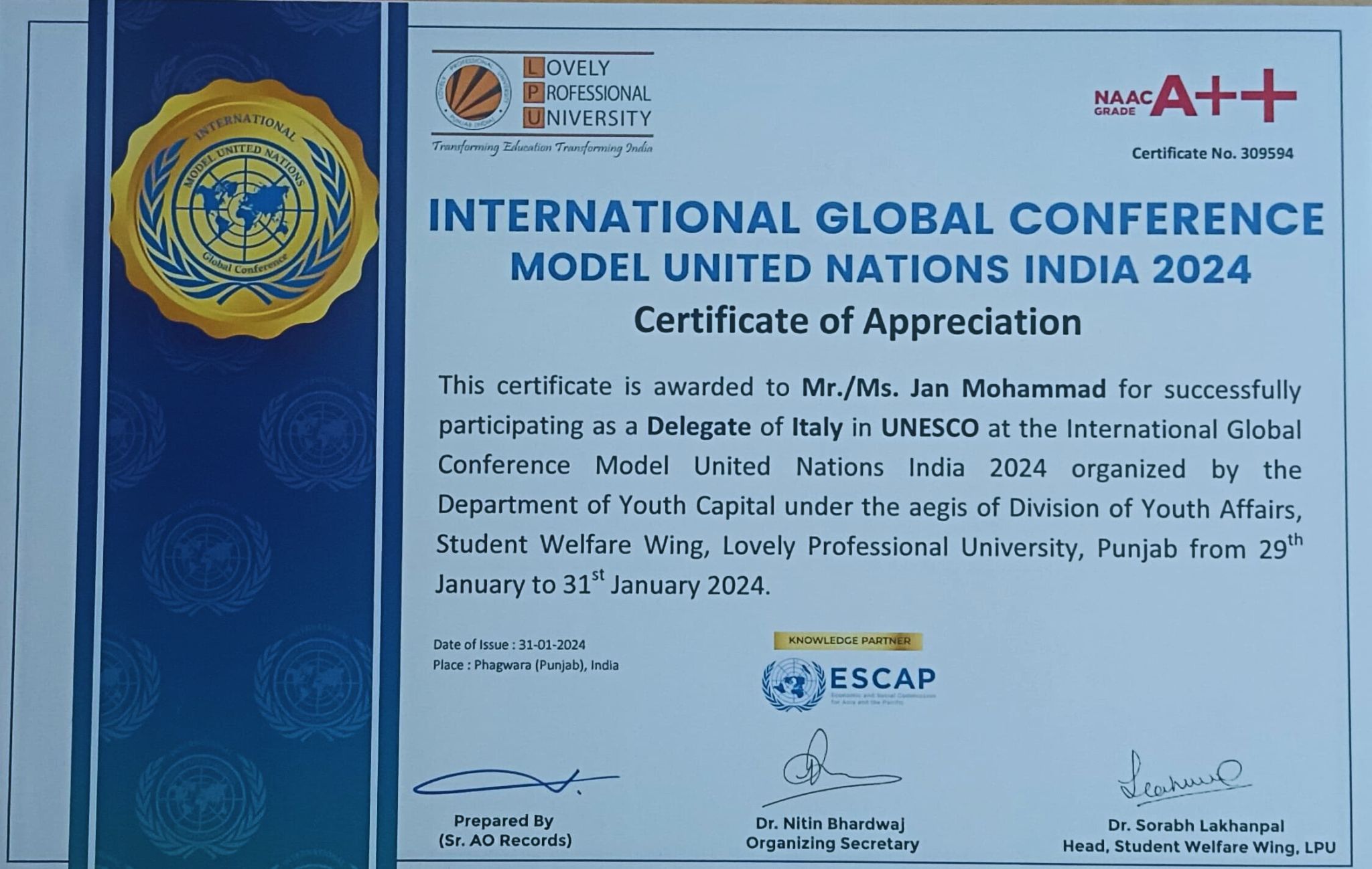International Global Conference Model United Nation-2024